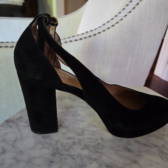 Cole Haan Women's Remi Black Suede Platform Block Heel Pumps - Picture 4 of 12